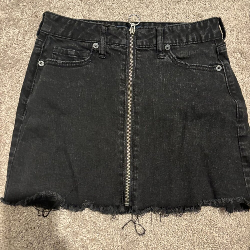 Black Denim Mini Skirt